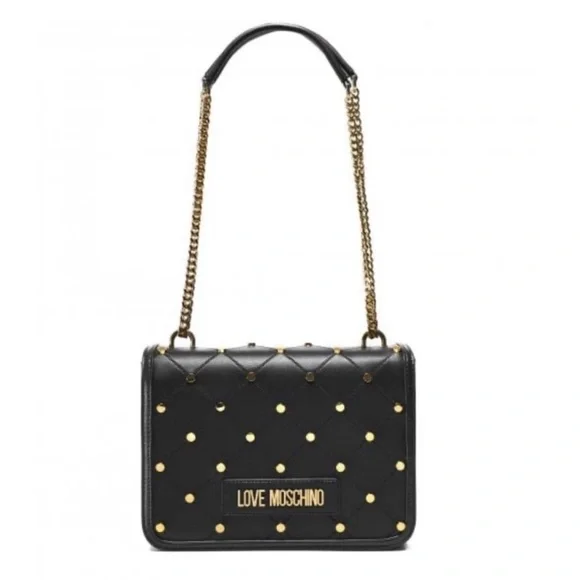 LOVE Moschino Borsa PU Nero Vegan Leather Studded Black Crossbody Bag NWT - Picture 2 of 15